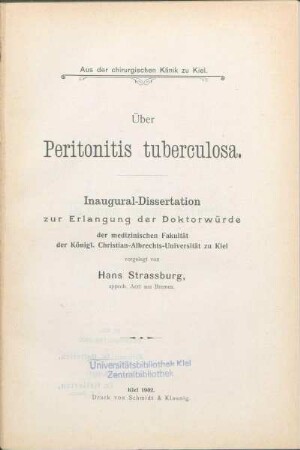 Über Peritonitis tuberculosa