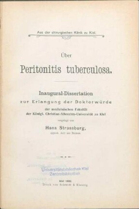 Über Peritonitis tuberculosa