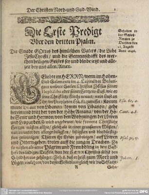 Die Erste Predigt Uber den dritten Psalm