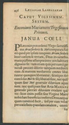 Caput Vigesimum. Sextum. Encomium marianum Trigesimum Primum. Ianua Coeli.