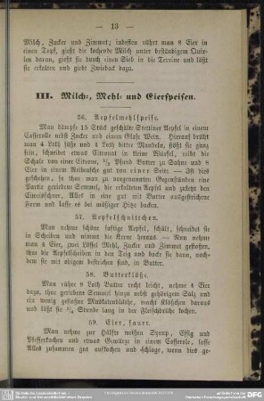 III. Milch=, Mehl= und Eierspeisen