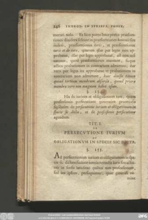 Tit. I. De Persecutione Iurium Et Obligationum In Specie Sic Dicta.
