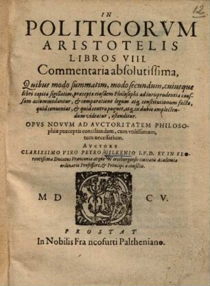 In Politicorum Aristotelis libros VIII commentaria absolutissima