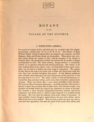 The Botany of the Voyage of H.M.S. Sulphur. under Captain Ed. Belcher The Botanical descriptions by George Bentham. Text