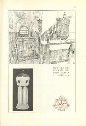 Inneres und Taufbecken der Lutherischen Kirche in Guben