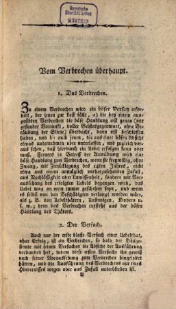 Übersicht des Strafgesetzes Franz II.