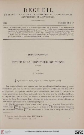 38: Introduction à l'étude de la phonétique égyptienne, [3]