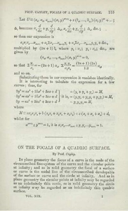 ON THE FOCALS OF A QUADRIC SURFACE.