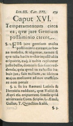 Caput XVI. Temperamentum circa ea, quae iure Gentium postliminio carent.