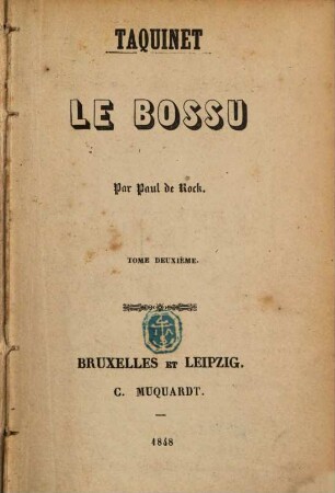 Taquinet le bossu : Par Paul de Kock, 2