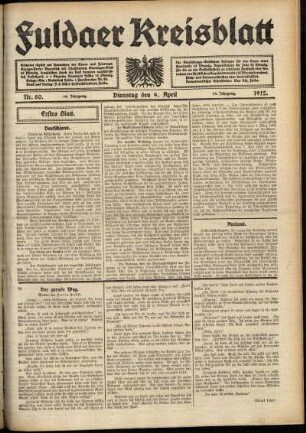 Erste Ausgabe vom Dienstag, den 09. April 1912.