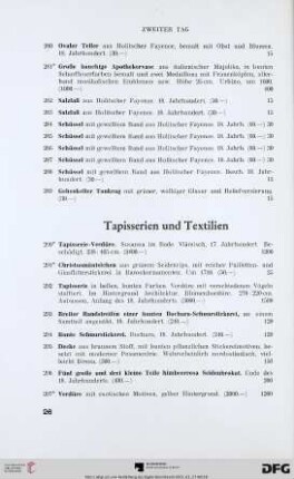 Tapisserien und Textilien (Nr. 290-306)