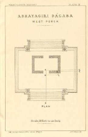Plate X. Abhayagiri Dágaba. West porch. Plan.