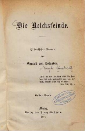 Die Reichsfeinde : historischer Roman, 1