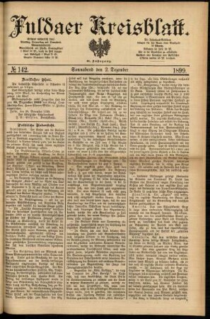 Erste Ausgabe vom Samstag, den 02. Dezember 1899.