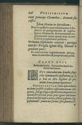 Caput XVII. Xenia amicorum. Symmachus saepius auctus & emendatus