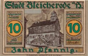 Notgeld der Stadt Bleicherode am Harz