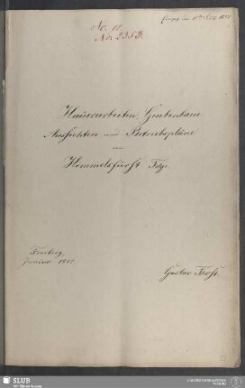Häuerarbeiten, Grubenbaue Aussichten und Betriebspläne von Himmelsfürst Fdgr. - 18.7005 4.