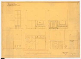 Nationalbank für Deutschland, Berlin: Beamtentoilette 2.OG: Grundriss, Ansichten und Schnitte 1:25