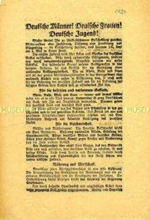Wahl-Flugblatt der Deutschen Volkspartei zur Reichstagswahl 1924