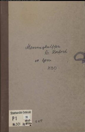 Kirchenbuchduplikate der evangelischen Gemeinde Mennighüffen, Kreis Herford (GHT 1865-1874) (Gemeinde: Evangelische Gemeinde Mennighüffen)
