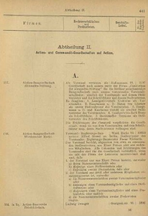 Abtheilung II. Actien- und Commandit-Gesellschaften auf Actien
