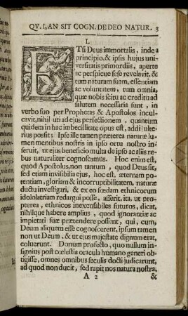 [Quæst. I, An Sit Cognitio De Deo Naturalis]