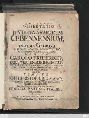 Dissertatio De Justitia Armorum Cebennensium