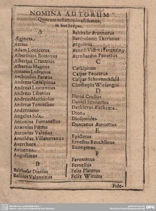 Nomina Autorum.