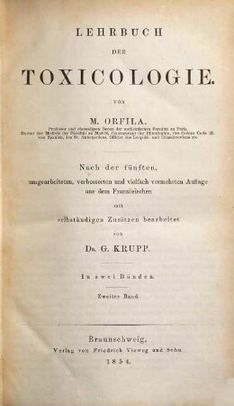 Lehrbuch der Toxicologie : in zwei Theilen, 2