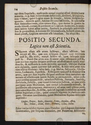 14-24, Positio Secunda. Logica non est Scientia
