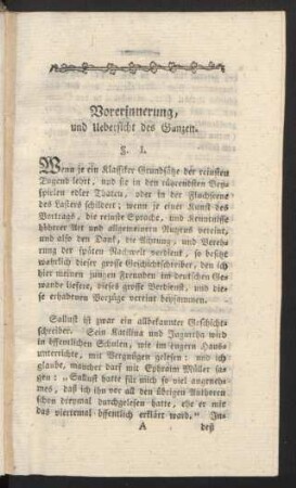 Vorerinnerung, und Uebersicht des Ganzen.