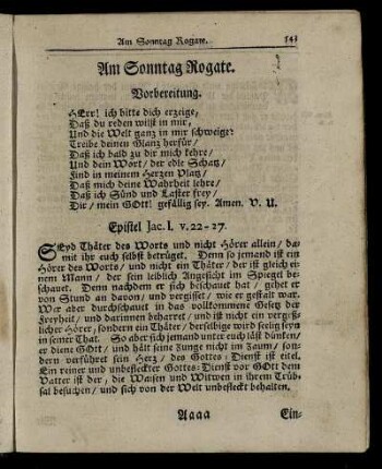 Am Sonntag Rogate – Am Sonntag Exaudi
