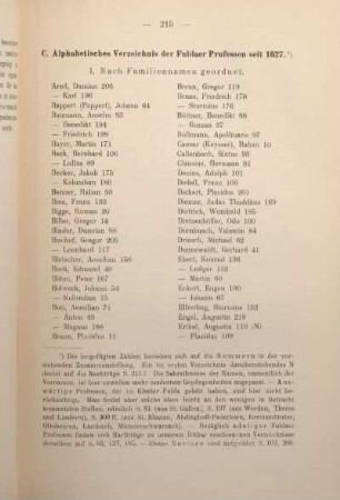 C. Alphabetisches Verzeichnis der Fuldaer Professoren seit 1627.