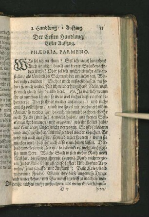 Der Ersten Handlung/ Erster Auffzug. [u. a.]