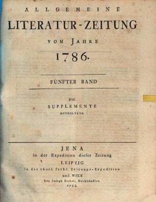 Allgemeine Literatur-Zeitung : ALZ ; auf das Jahr .... 1786, 5
