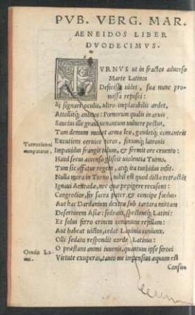 Pub. Verg. Mar. Aeneidos Liber Duodecimus.
