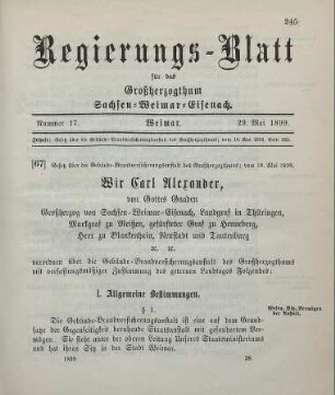 67. Gesetz über die Gebäude-Brandversicherungsanstalt des Großherzogthums