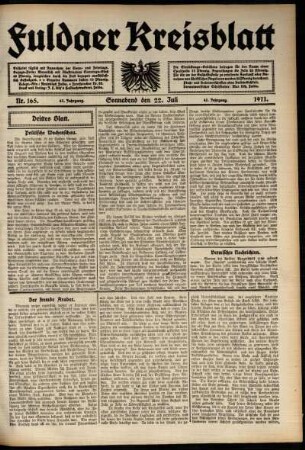 Dritte Ausgabe vom Samstag, den 22. Juli 1911.