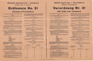 Verordnung Nr. 31 der Militärregierung Deutschland, Britisches Kontrollgebiet - Die Wahl von Vertretern