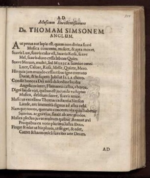 Widmungsgedicht auf Thomas Simpson von Conrad Hojer