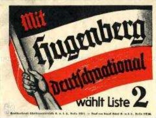 Klebezettel mit Wahlpropaganda der DNVP
