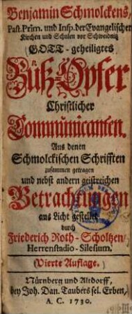 Gott-geheiligtes Buß-Opfer christlicher Communicanten