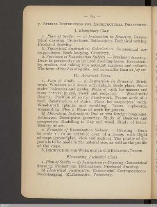 8. Instruction for workmen in the building trade