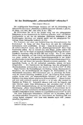 Ist das Erziehungsziel "wissenschaftlich" erkennbar?