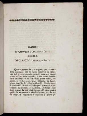 Classe I. Cefalopodi (Cefalopoda Cuv.)