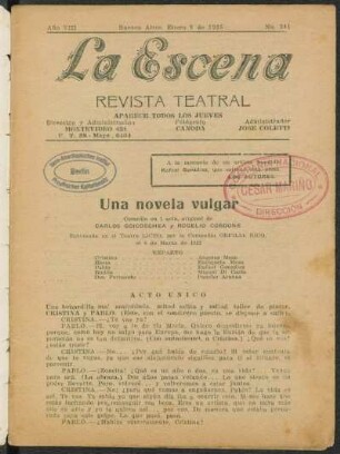 Una novela vulgar : comedia en 1 acto