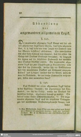 Abhandlung der angewandten allgemeinen Logik