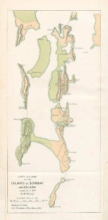 Copy of a map of the Island of Bombay and Colaba prepared in 1843 for Mr. Murphy