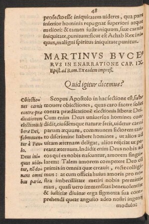 Martinus Bucerus In Enarratione Cap. IX. Epist. ad Rom. ...